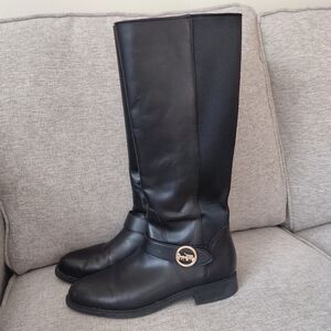 Coach Farrah Black Leather Riding Boots